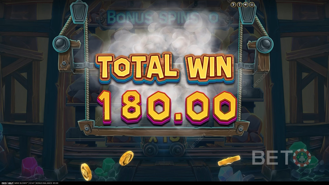 Mine Blown big win example showing massive multiplier payout during bonus round