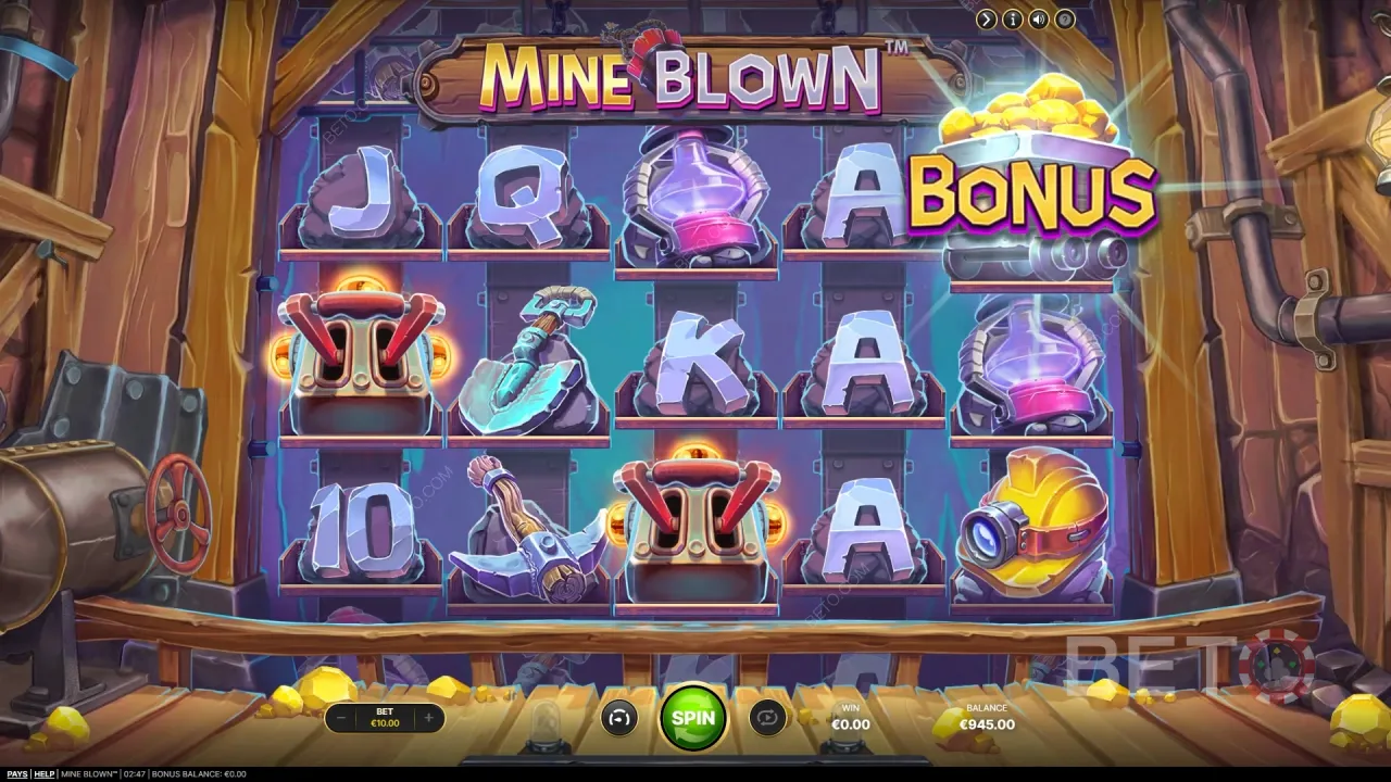 Mine Blown slot gameplay highlights showing explosive features and golden wins